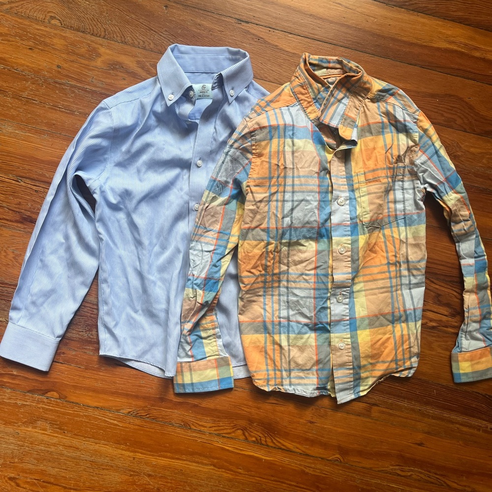 2 shirts boys long sleeve button downs